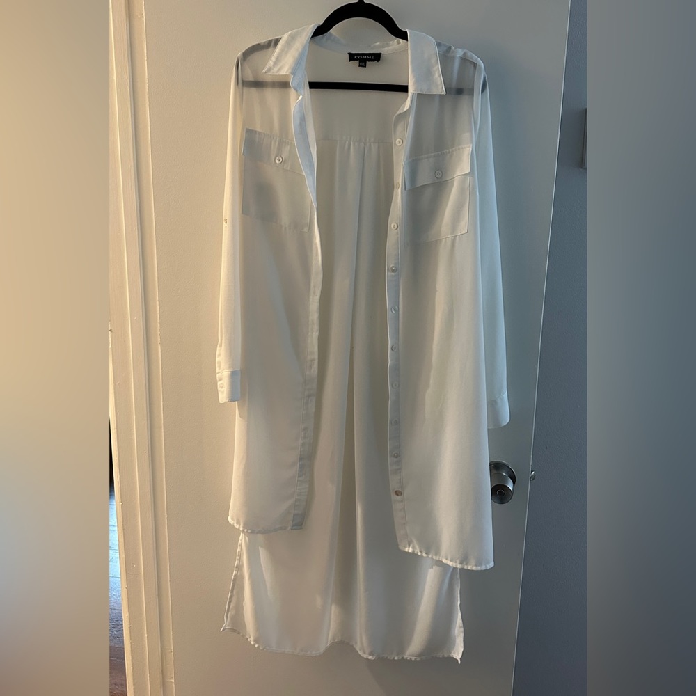 White Long Asymmetric Shirt